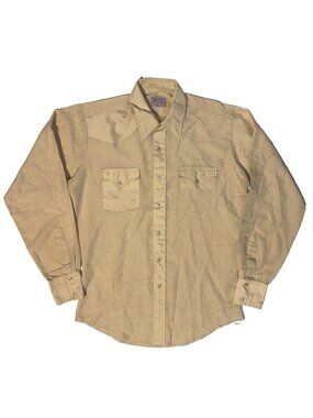 Vintage H Bar C Ranchwear Button-Up Western Shirt Yellow Long Sleeve Medium